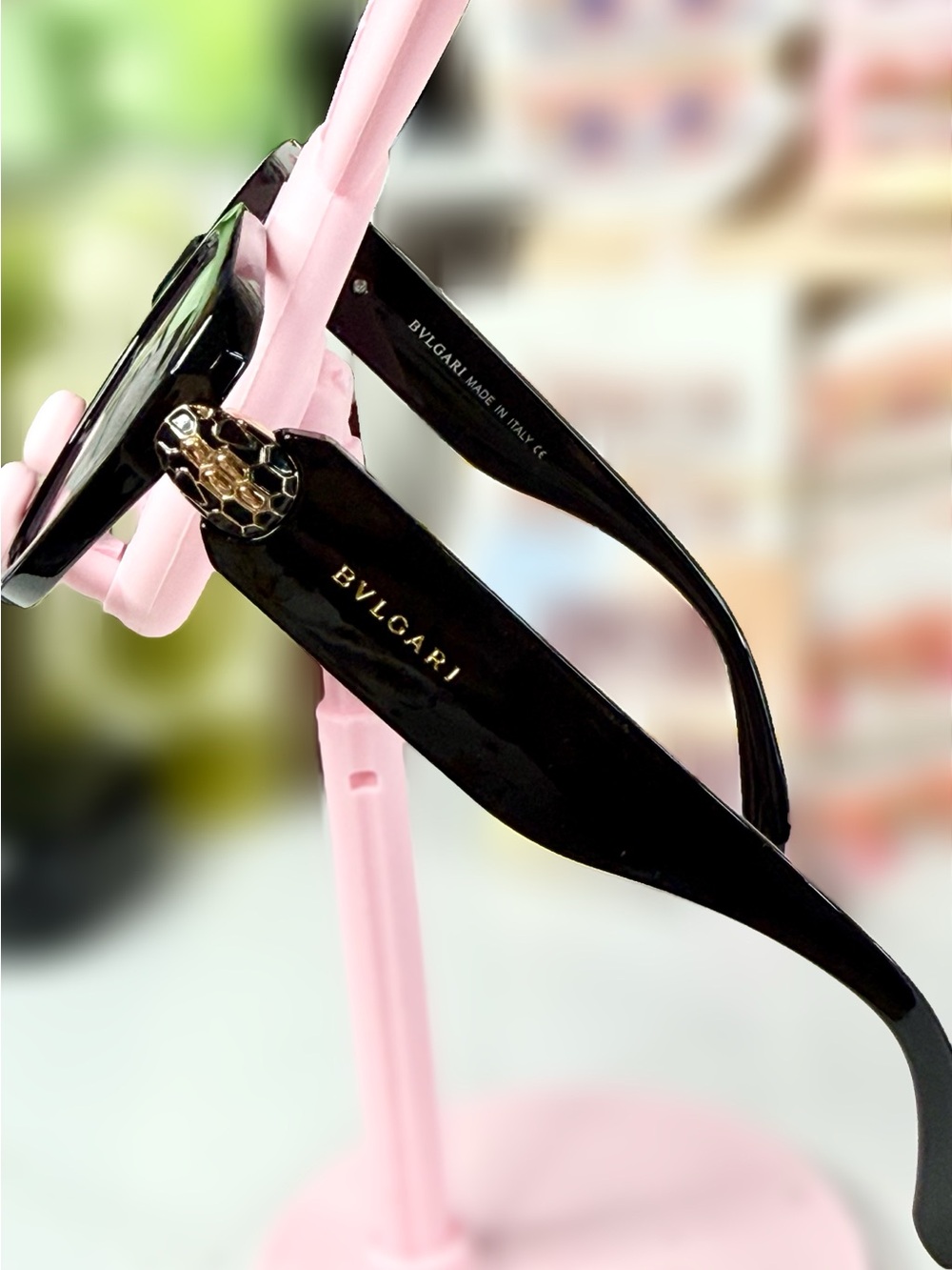 Fashion Black Women's Sunglasses with Gold Serpenti Accent